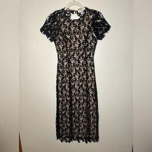 NSR Elegant Black Lace Midi Dress